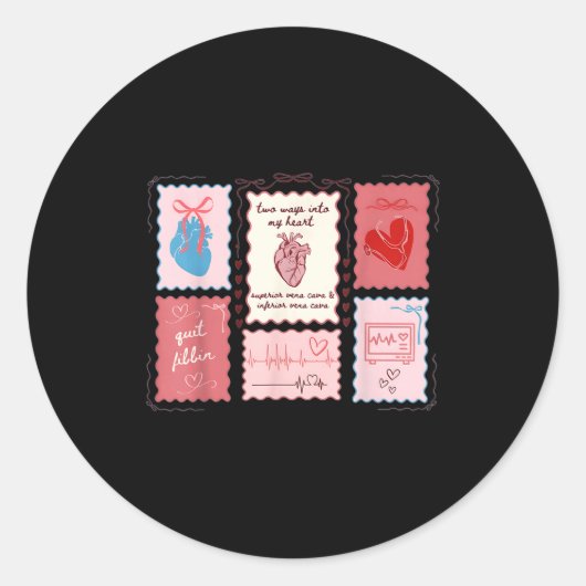Cardiac Nurse Scalloped Stamp Heart Anatomy Coquet ラウンドシール (正面)
