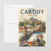 Cardiff Wales Vintage Retro Travel  ポストカード (正面/裏面)