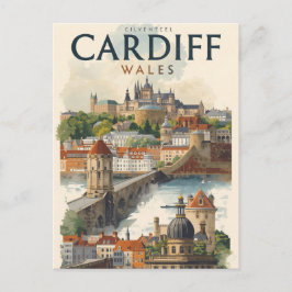 Cardiff Wales Vintage Retro Travel  ポストカード