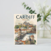 Cardiff Wales Vintage Retro Travel  ポストカード (スタンド正面)