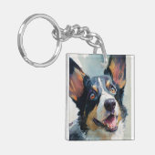 Cardigan corgi watercolor キーホルダー (正面左)