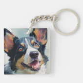 Cardigan corgi watercolor キーホルダー (裏面)