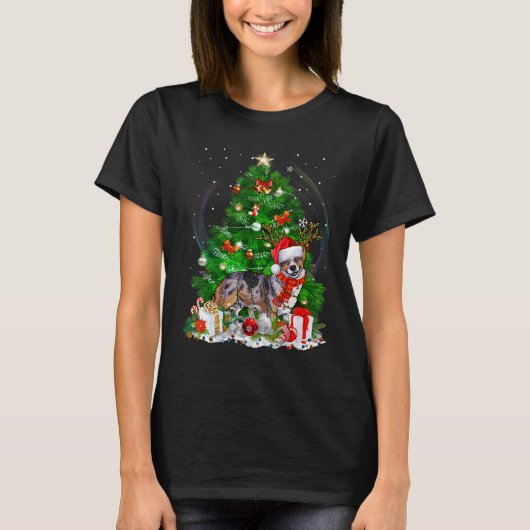 Cardigan Welsh Corgi Christmas Tree Light Pajama D Tシャツ (正面)