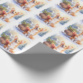 Cardigan Welsh Corgi Festive Sleigh Christmas Art ラッピングペーパー (角)