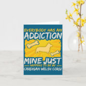 Cardigan Welsh Corgi Funny Dog Addiction カード (黄色い花)