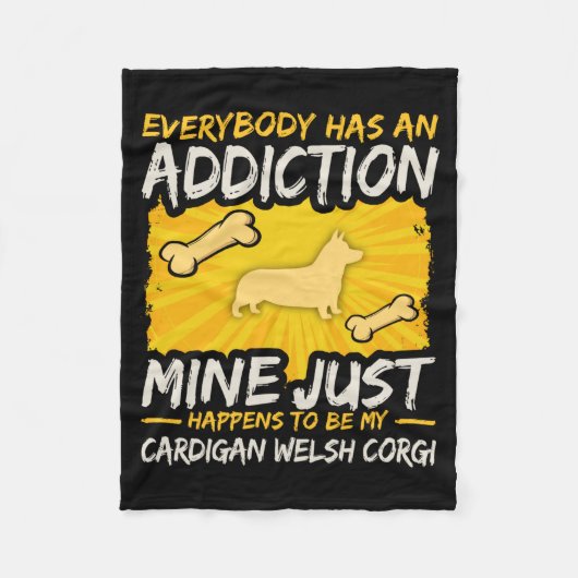 Cardigan Welsh Corgi Funny Dog Addiction フリースブランケット (正面)