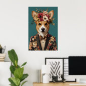 Cardigan Welsh Corgi In Suit Poster, Corgi ポスター (ホームオフィス)