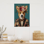 Cardigan Welsh Corgi In Suit Poster, Corgi ポスター (キッチン)