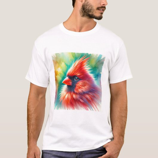 Cardinal Bird 300724AREF129 - Watercolor Tシャツ (正面)