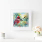 Cardinal Bird 300924AREF135 - Watercolor スクエア壁時計 (ホーム)