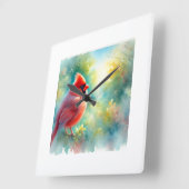 Cardinal Bird 300924AREF135 - Watercolor スクエア壁時計 (傾斜)