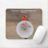 Cardinal Bird and Plate Flower Faith Bible Verse マウスパッド (マウス)