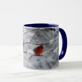 Cardinal Bird Couple in Snow Tree Nature Mug マグカップ (正面右)