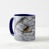 Cardinal Bird Couple in Snow Tree Nature Mug マグカップ (正面左)