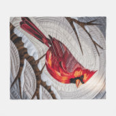 Cardinal Bird Fleece Blanket – Red Cardinal on  フリースブランケット (正面(横))