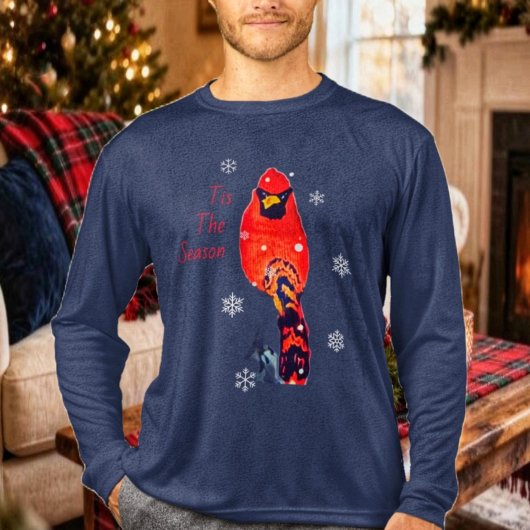 Cardinal Bird In Snowfall トライブレンドＴシャツ