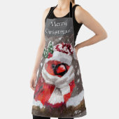 Cardinal Bird Scarf & Hat in Snow Christmas エプロン (インサイチュ)