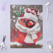 Cardinal Bird Scarf Hat Snow Christmas Decoupage 薄葉紙 (クラフト)