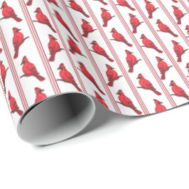 Cardinal Bird Stripes Wrapping Paper ラッピングペーパー