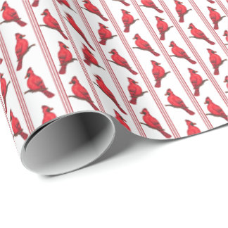 Cardinal Bird Stripes Wrapping Paper ラッピングペーパー