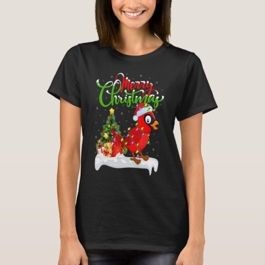 Cardinal Bird  Xmas Decoration Santa Cardinal Chri Tシャツ (正面)