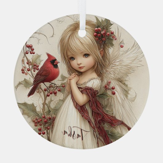 Cardinal Blessings in Quiet Snow ガラスオーナメント (裏面)