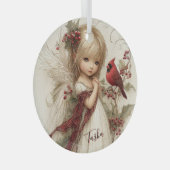 Cardinal Blessings in Quiet Snow ガラスオーナメント (正面右)