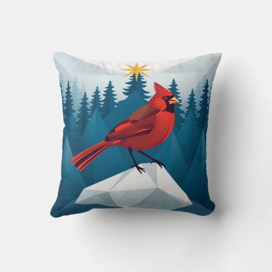 Cardinal Christmas mountian scene fun  クッション (裏面)