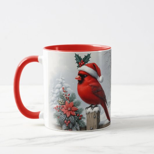 Cardinal Christmas Mug Sublimation Design マグカップ (左)