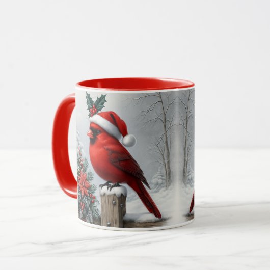 Cardinal Christmas Mug Sublimation Design マグカップ (正面左)