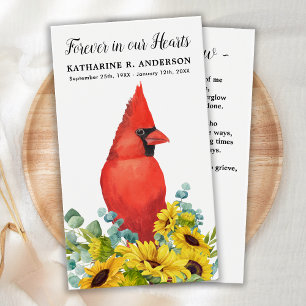 Cardinal Forever in our Hearts Funeral Prayer Card