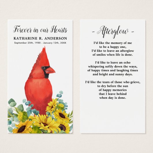 Cardinal Forever in our Hearts Funeral Prayer Card (正面&裏面)
