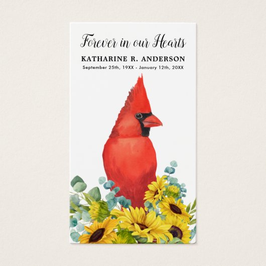 Cardinal Forever in our Hearts Funeral Prayer Card (正面)