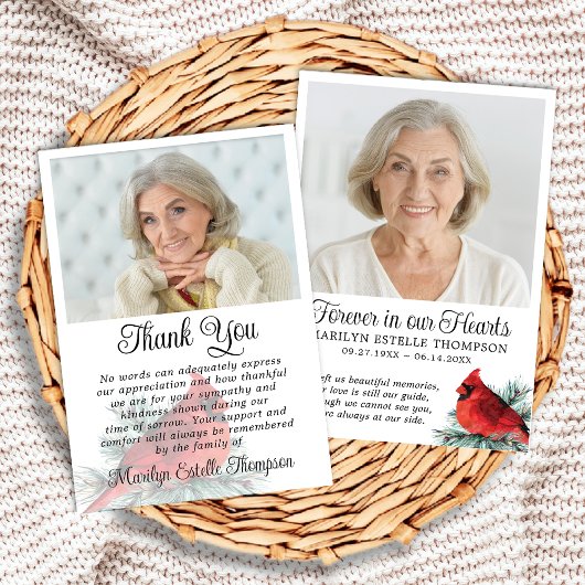 Cardinal Funeral Thank You 2 Photos Memorial サンキューカード