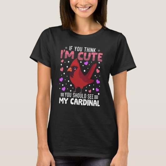 Cardinal Heart Valentine's Day Animal For Womens K Tシャツ (正面)