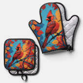 Cardinal in Autumn 鍋つかみ&鍋敷きセット (正面/裏面)