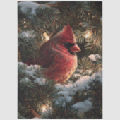 Cardinal in Snowy Pine Decoupage 薄葉紙 (正面)
