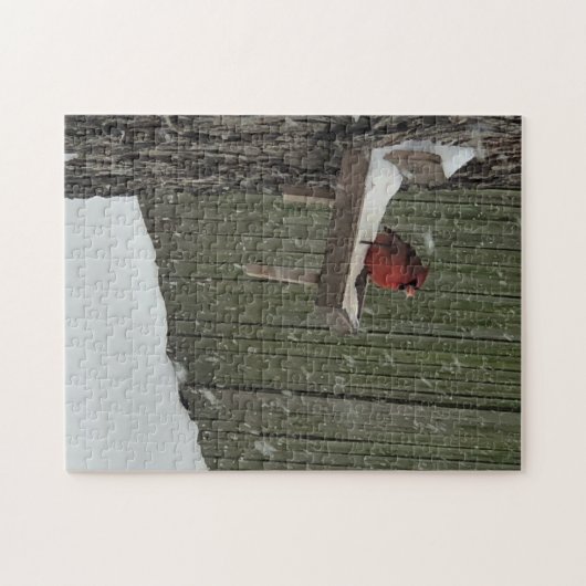 Cardinal in the snow ジグソーパズル (横)