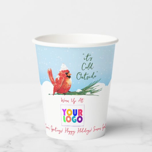 Cardinal in The Snow Business Logo Coffee  紙コップ (正面)