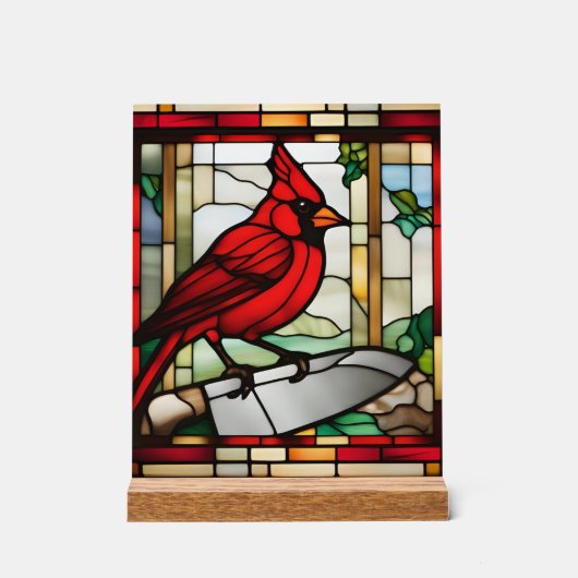 Cardinal of Protection Stained Glass Inspired アクリルサイン (正面)