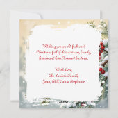 Cardinal on a Snowy Branch Personalized Christmas シーズンカード (裏面)