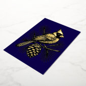 Cardinal On Pine Tree With Pinecone Christmas 箔シーズンカード (回転した状態)