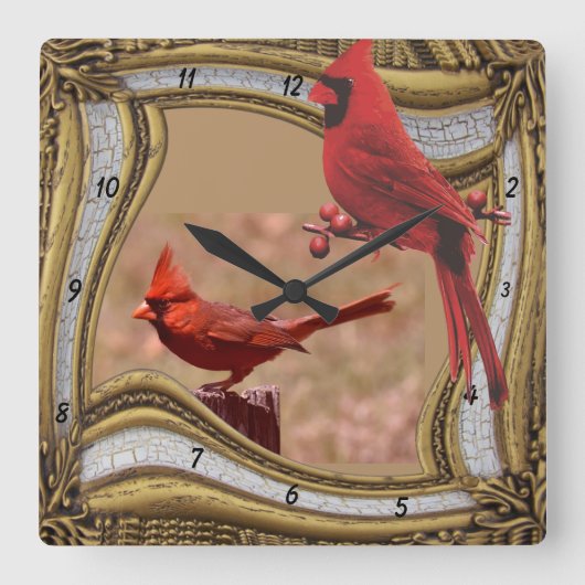 CARDINAL ON THE FRAME   SQUARE WALL CLOCK スクエア壁時計 (正面)