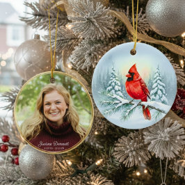 Cardinal Photo Memorial Custom Christmas in Heaven セラミックオーナメント
