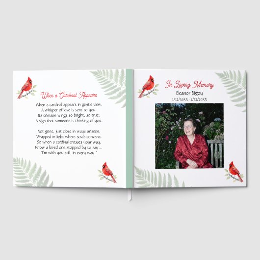 Cardinal Poem Celebration of Life Funeral ゲストブック (全面)