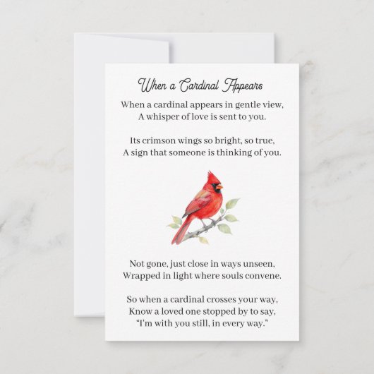 Cardinal Poem Memorial Keepsake カード (裏面)