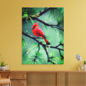Cardinal Red Bird Canvas Wall Art キャンバスプリント (インサイチュ (リビング))