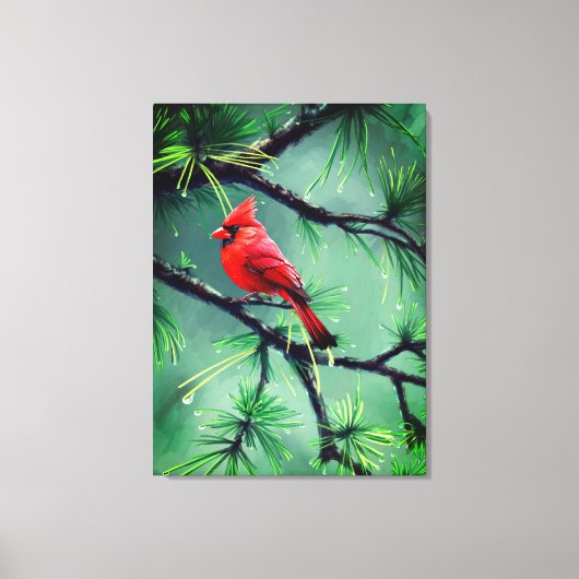 Cardinal Red Bird Canvas Wall Art キャンバスプリント (正面)