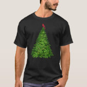 Cardinal Red Bird in Pine Tree Christmas Tシャツ (正面)