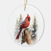 Cardinal Red Bird Watercolor Customized Christmas セラミックオーナメント (左)
